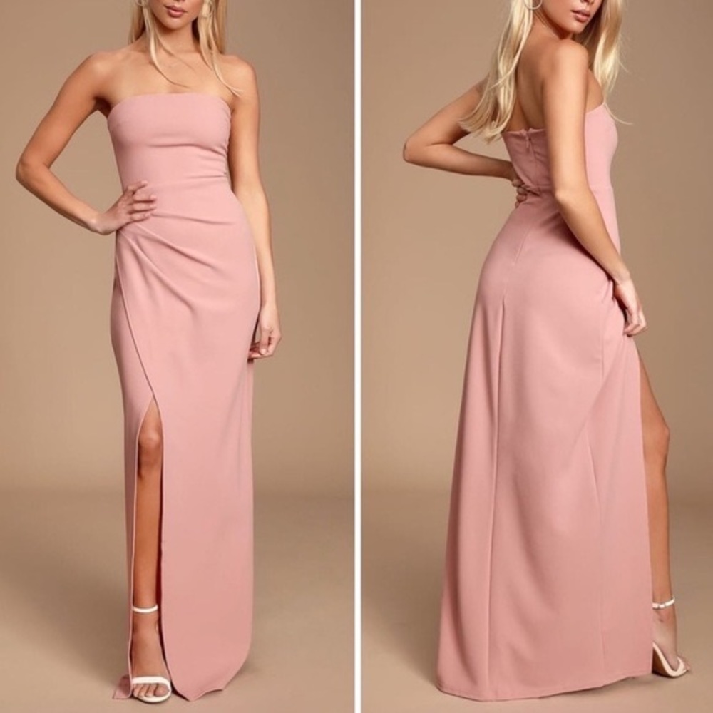 Lulus bridesmaids prom dress strapless pink